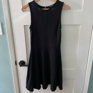 French Connection Black A-line Dress with Sheer Illusion Neckline